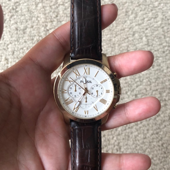 Fossil Other - Fossil Watch- brown Leather strap, gold face